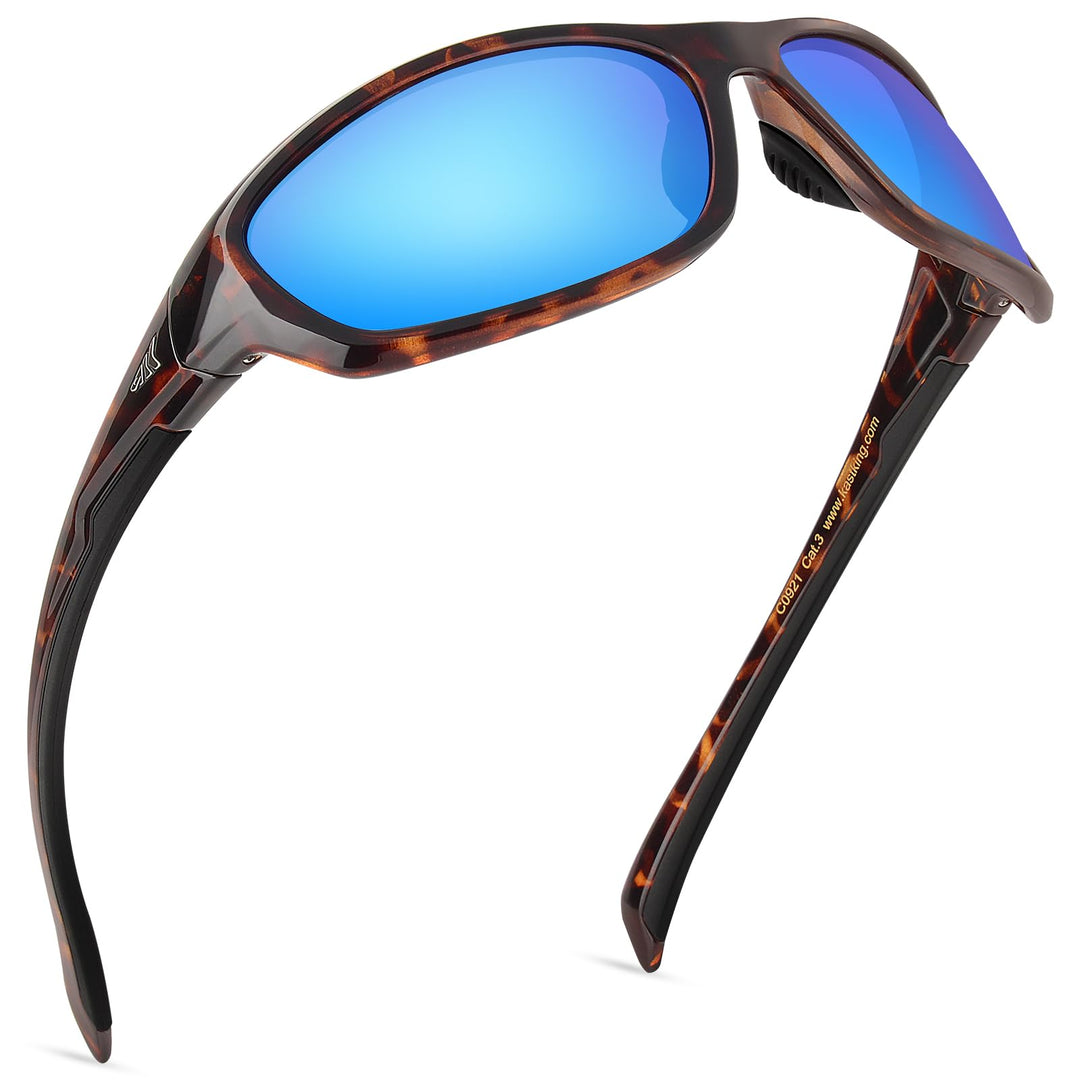 KastKing Hiwassee Polarized Sport Sunglasses for Men and Women, Gloss Mazz Demi Frame, Smoke - Ocean Mirror