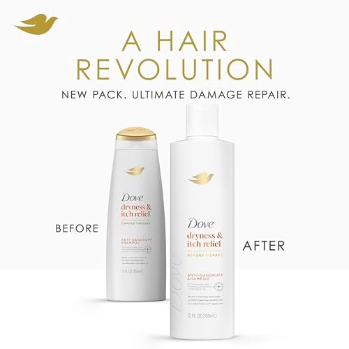 Dove Damage Therapy Derma Shampoo Dryness + Itch Pack of 6 for Flaky Scalp with Pyrithione Zinc and Coconut Oil 12 Fl Oz