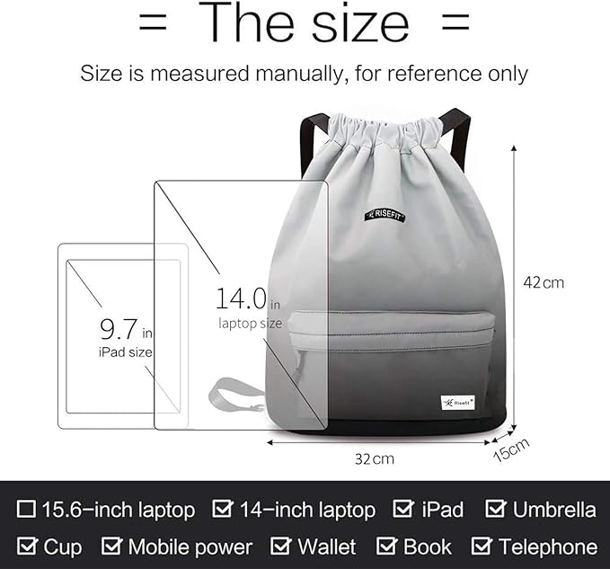 Waterproof Drawstring Bag, Gym Bag Sackpack Sports Beach Backpack for Men Women