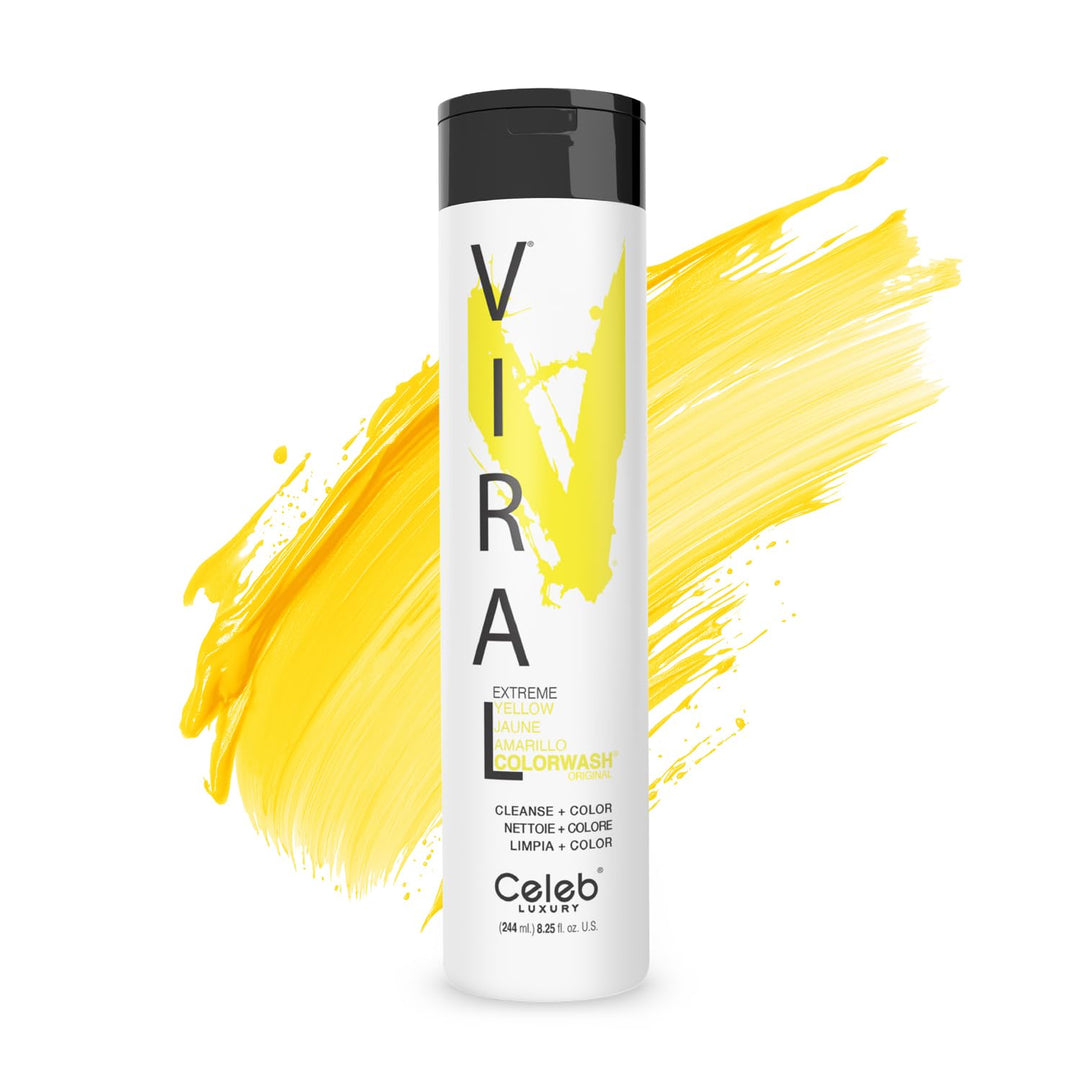 Celeb Luxury Viral Colorwash, Professional Semi-Permanent Hair Color Depositing Shampoo, Yellow 8.25 Fl Oz (Pack of 1)