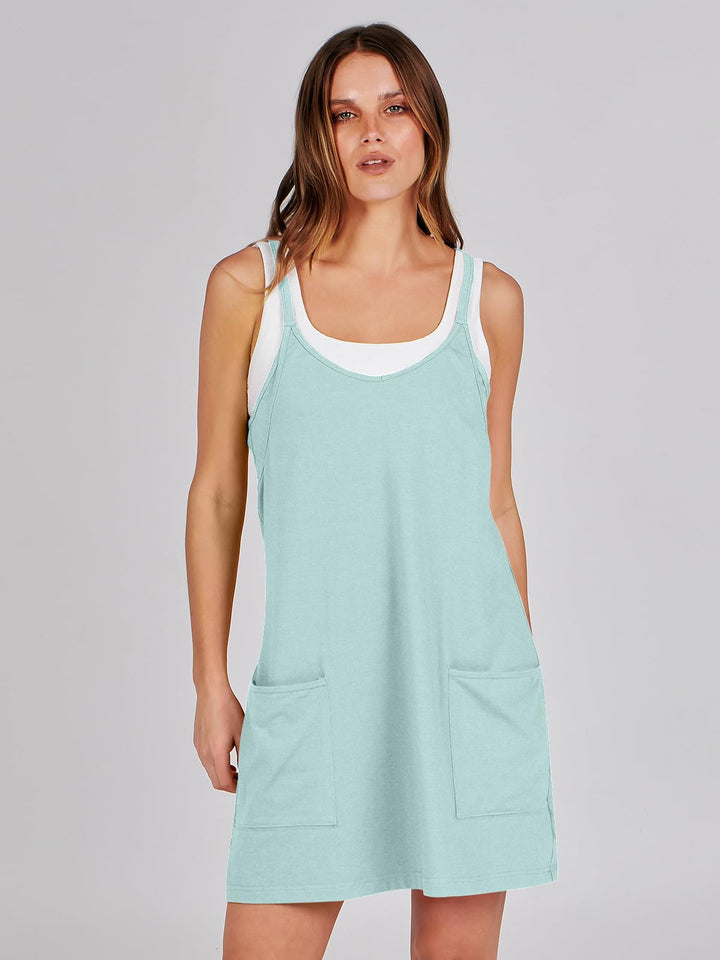 ANRABESS Women Summer Mini Romper Dress Workout Tennis Active Sports Athleisure Outfits built in Shorts Trendy Vacation Mint Green Small