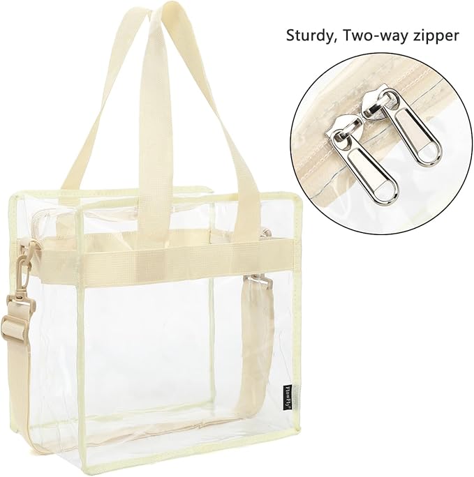 FlowFly Lunch Bag Tote Bag Lunch Organizer Insulated Cooler Bag for Women/Men, Clear#Biege