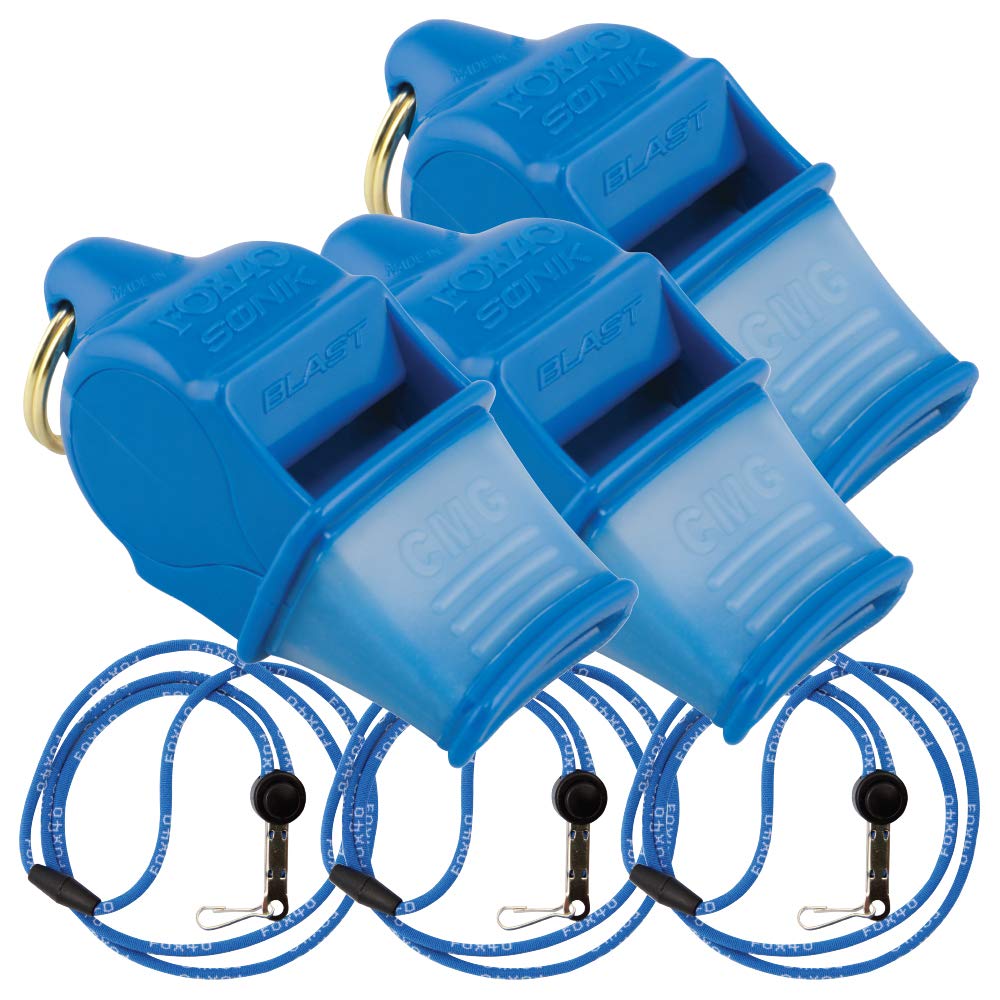 Fox 40 Sonik Blast CMG w/Breakaway Lanyard 3 Pack (Blue)