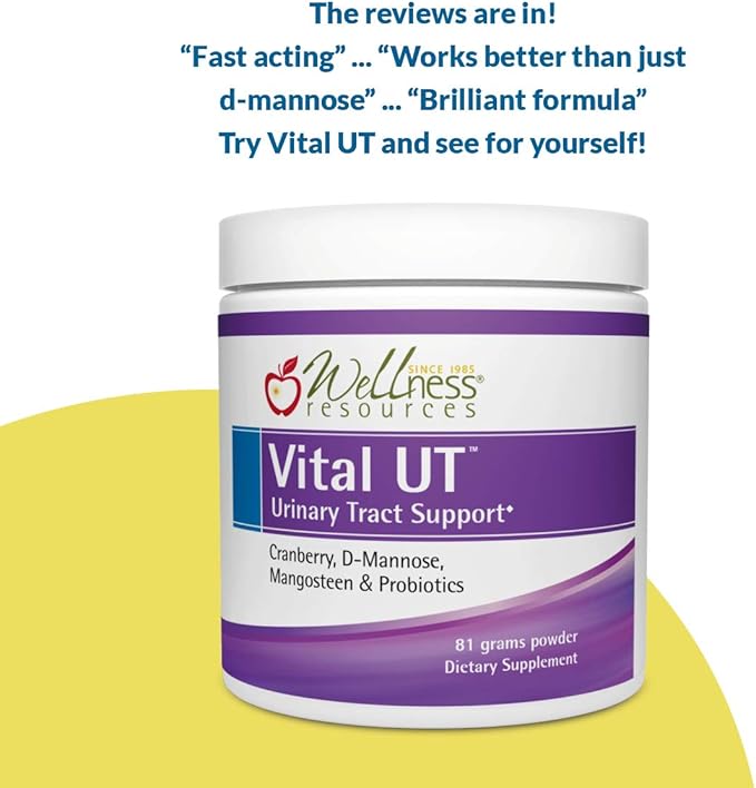 Vital UT Powder with D-Mannose, Cran-Max Cranberry, LactoSpore Probiotic for Urinary Tract and Bladder Health, 36mg PACs and 1 Billion Spore Probiotics Per Scoop (30 Servings)