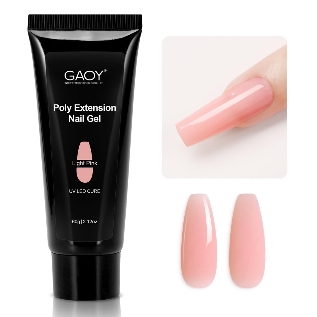 Gaoy Poly Gel, 60G Nail Extension Gel, Light Pink Builder Gel Nail Enhancement Gel For Beginner & Professional Nail Art Salon Di