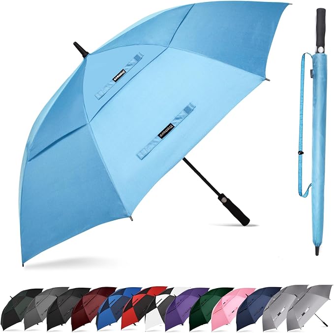 Auto Open Golf Umbrellas 62/68/72 Inch Extra Large Oversize for Business & Home, Ventilated Double Canopy Windproof Waterproof Stick Umbrella for Rain & strong wind