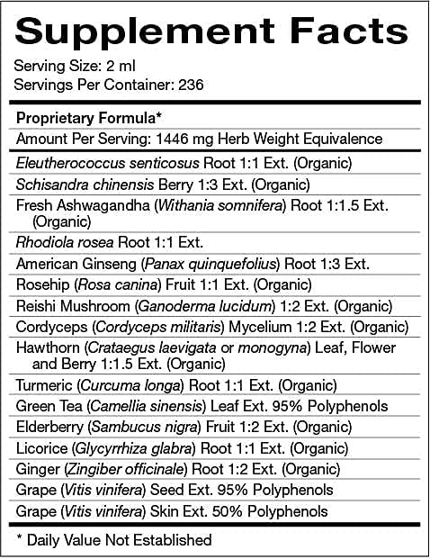 Natura Health Products Vital Adapt Supplement - Daily Nourishing Adaptogenic Tonic for Endocrine Function Support - Featuring Rhodiola, Ashwagandha, Cordyceps, Reishi (16 Fluid oz)