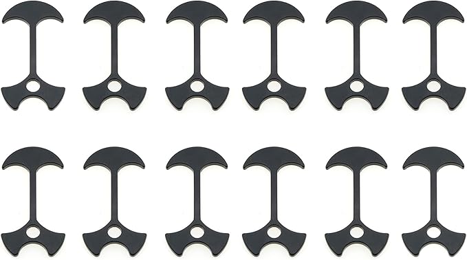 12Pcs Deck Plank Road Camping Fish Bone Nail Rope Buckle Tent Windproof Rope Fish Bone Nail Aluminum Alloy Anchor Buckle Fish Bone-Shape, Black