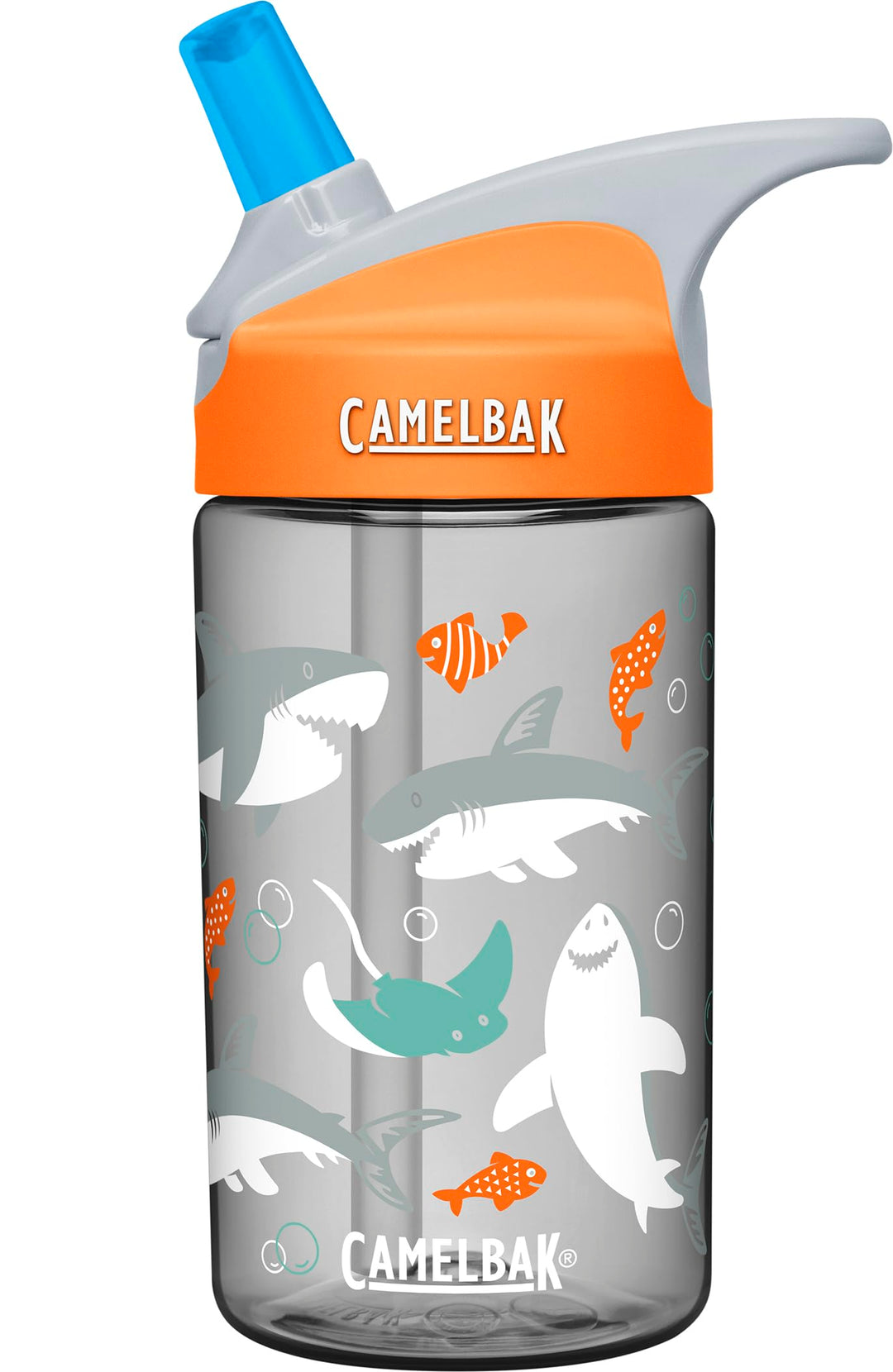 CamelBak eddy Kids Water Bottle - CamelBak Kids Big Bite Valve - Spill Proof - Water Bottle For Kids - BPA-Free Water Bottle - 12oz, Sharks
