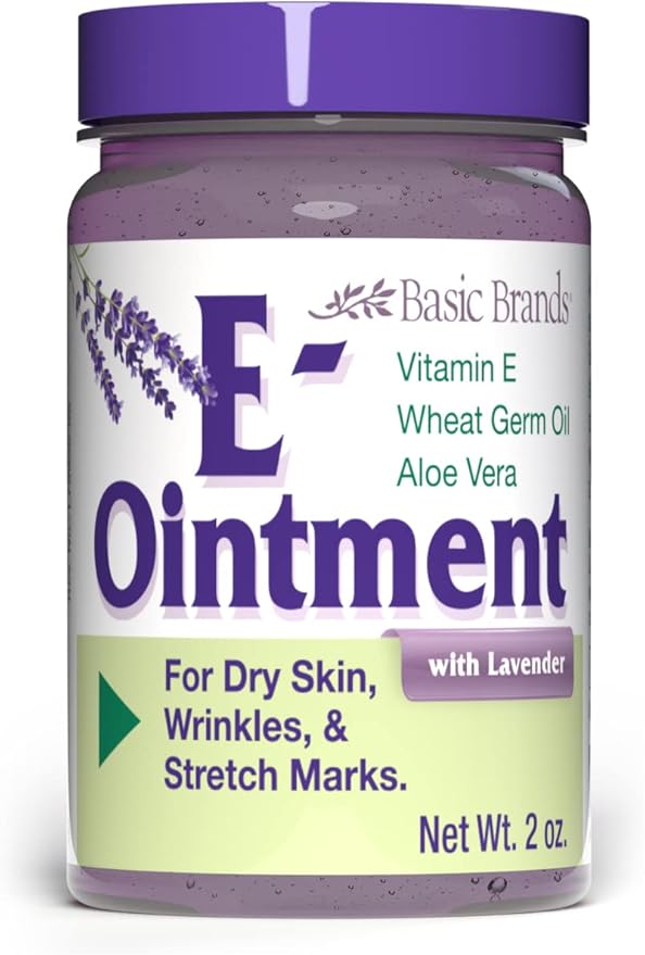 Basic Organics - Vitamin E Ointment - 2 oz - Moisture Enhancing - Can Help Reduce Appearance of Scars, Stretch Marks, Fine Lines & Wrinkles - Pack of 2