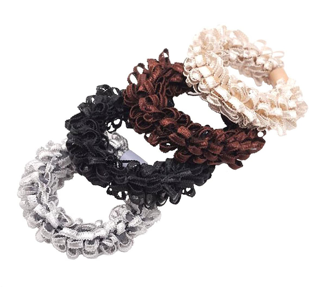 8 Pcs Women High Elasticity Corn Flower Hair Circle Scrunchie Hair Rope - Rubber Band Lace Hair Band Hair Ring Hair Tie