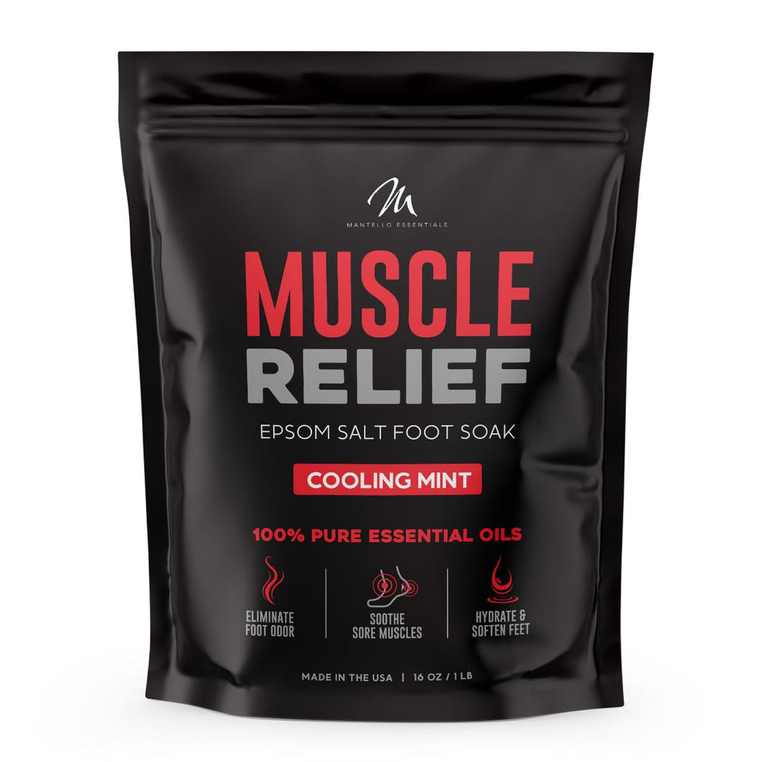 Mantello Muscle Relief Foot Soaking Salts - Foot Soaker For Use With A Foot Soaking Tub - Epsom Salts For Soaking Feet To Soften