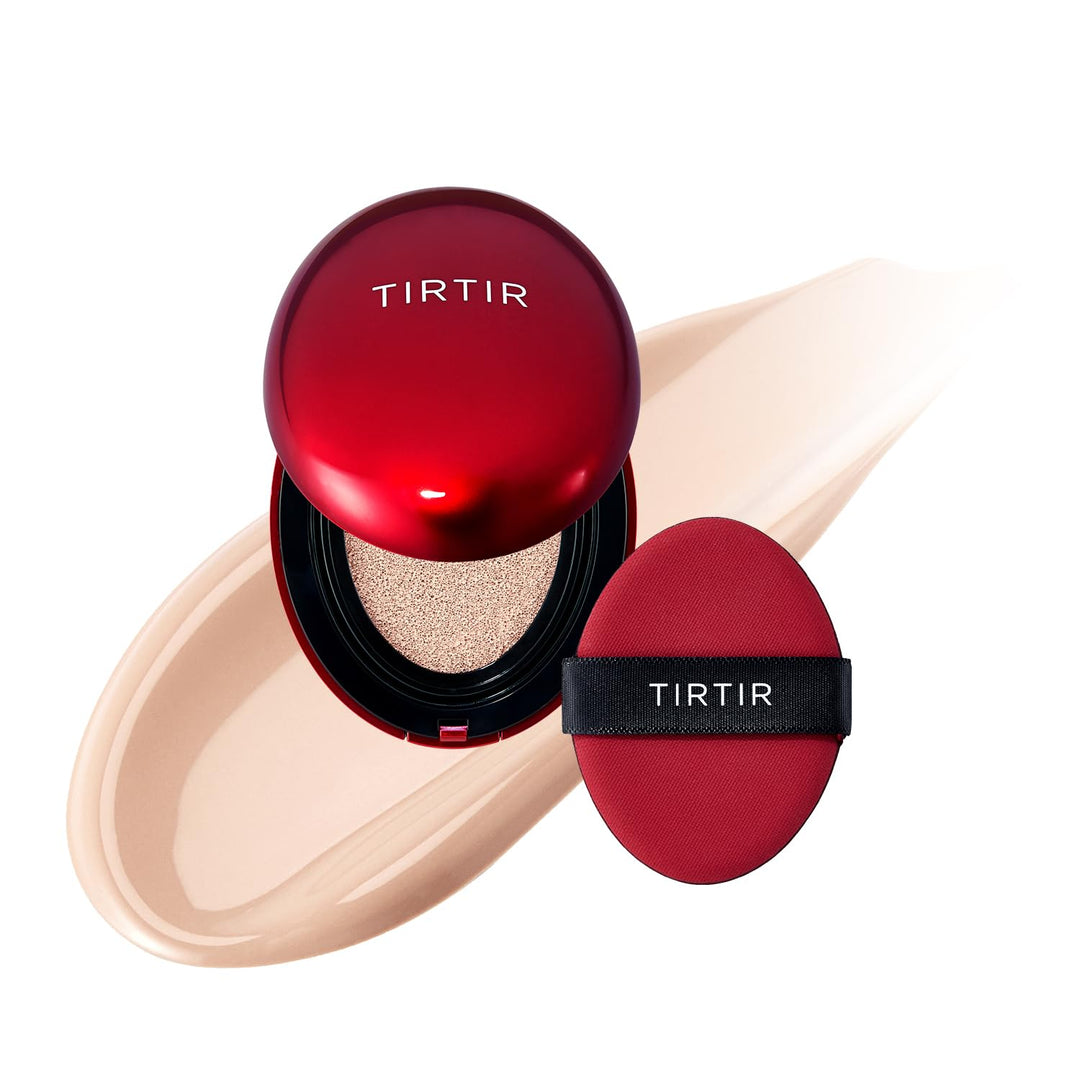[*Mini Size*] TIRTIR Mask Fit Red Cushion Foundation | Full coverage, Weightless, Skin fit, Satin Glow Finish, Korean Makeup Cushion Foundation (#17C Porcelain, 0.15 Fl Oz)