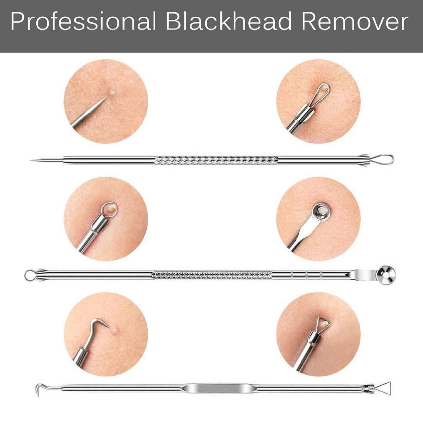 4PCS Blackhead removal tool kit. Four-piece with storage box for nose facial care silver