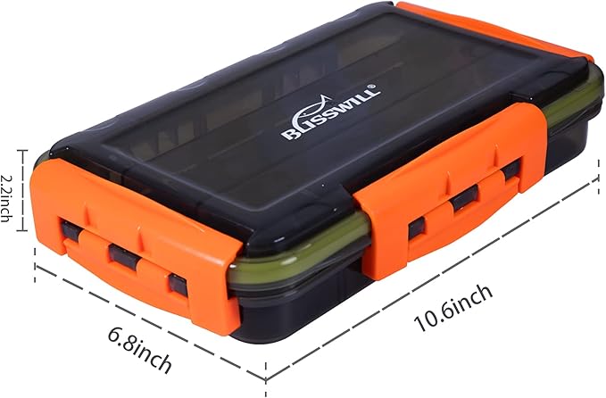 BLISSWILL Fishing Tackle Storage Trays,Fishing Tackle Box,Storage Organizer Box,3600/3700 Tackle Trays with Removable Dividers,Tea-Colored Transparent Waterproof Fishing Tackle Storage