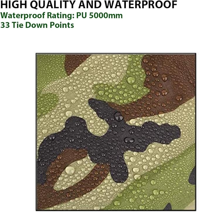 Gold Armour Rainfly Tarp Hammock, Premium 14.7ft/12ft/10ft/8ft Rain Fly Cover, Waterproof Ultralight Camping Shelter Canopy, Survival Equipment Gear Camping Tent Accessories (Camouflage 12ft x 10ft)