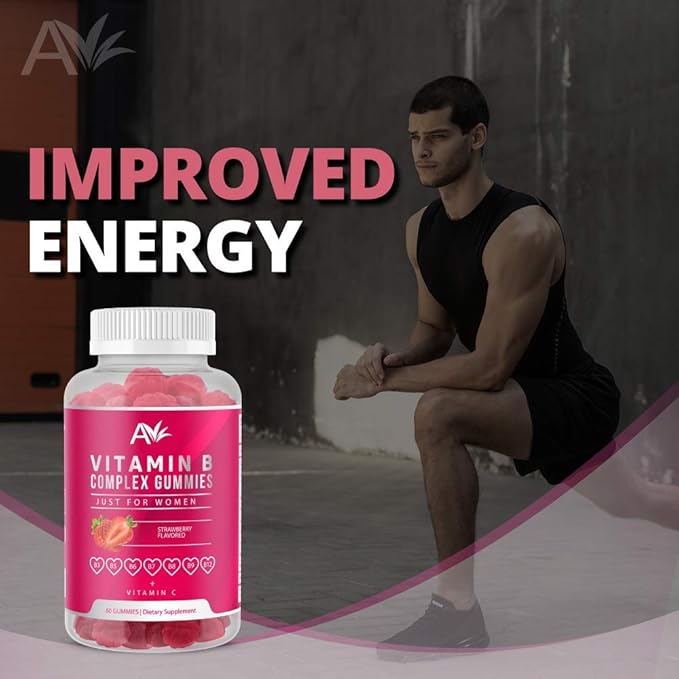 Avilana Vitamin B Complex Just for Women Vegan Gummies with Vitamin B12, B7 (Biotin), B6, B3 (Niacin), B5, B6, B8, B9 (Folate)s, Energy and Healthy Immune System (1 Pack)