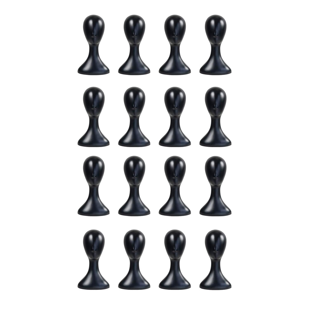 16 Inch Studio Limited Professional Plastic Mannequin Head Durable Women Model Wig Head Stand Torso Styling Making Display Holder with Jack for Wigs, Hat, Mask, Headdress, Necklace (Black, 16 Pack)