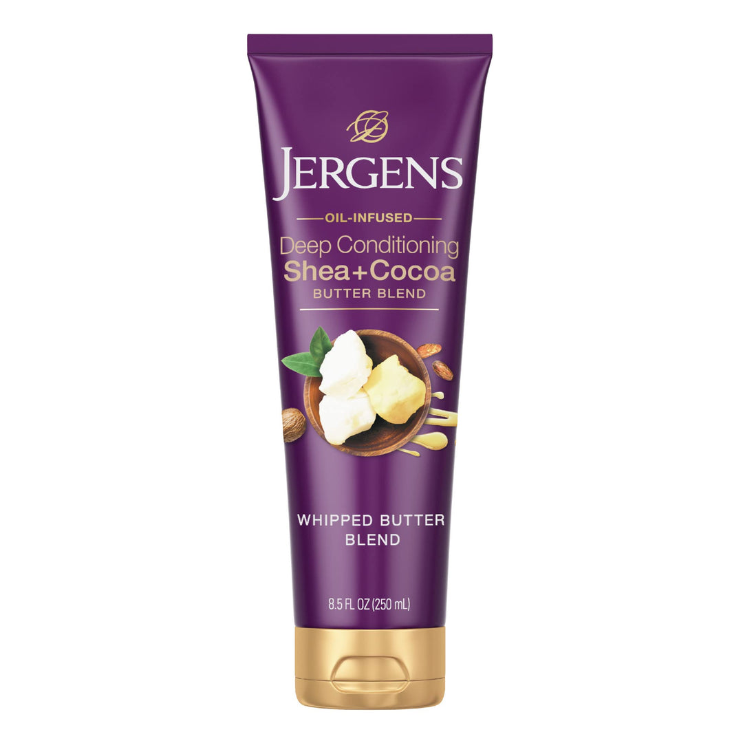 Jergens Shea and Cocoa Whipped Body Butter Lotion, Tone Enriching Hand And Body Lotion for Dry Skin, with Vitamins B3 & E, 8.5 Oz