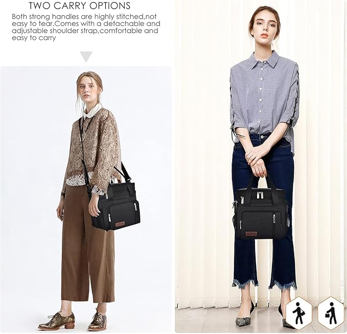 MIYCOO Lunch Bag & Lunch Box for Men Women Double Deck - Leakproof Insulated Soft Large Adult Lunch Cooler Bag for Work (Black,15L)