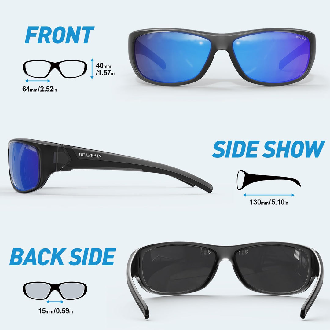 DEAFRAIN Polarized Sports Sunglasses for Men Women Sun Glasses Shades for Fishing Driving Cycling Running
