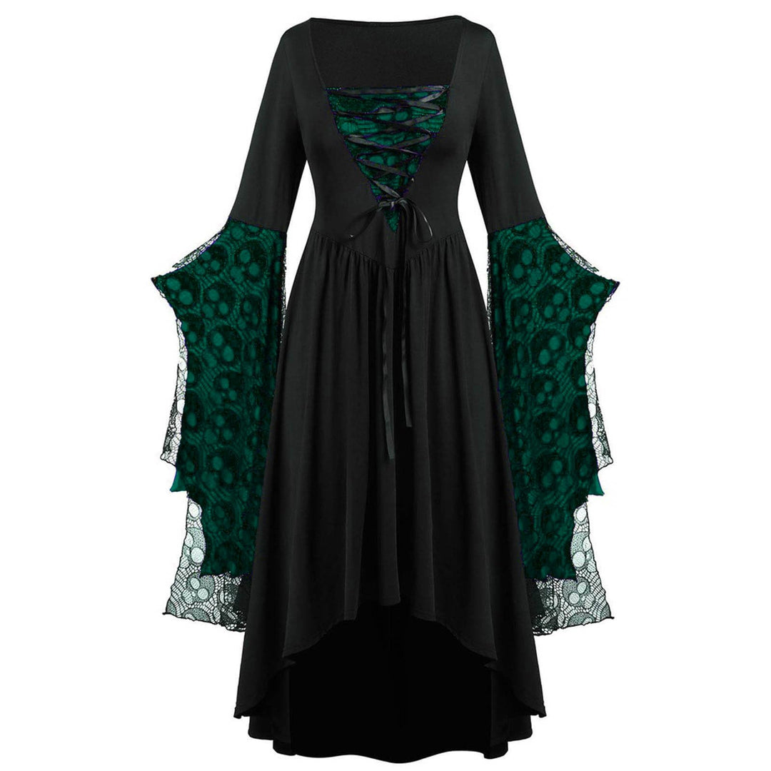 Rkwins Renaissance Dress for Women Gothic Vampire Dress Scary Print Maxi Dress Plus Size Witch Dress Medieval Corset Dress
