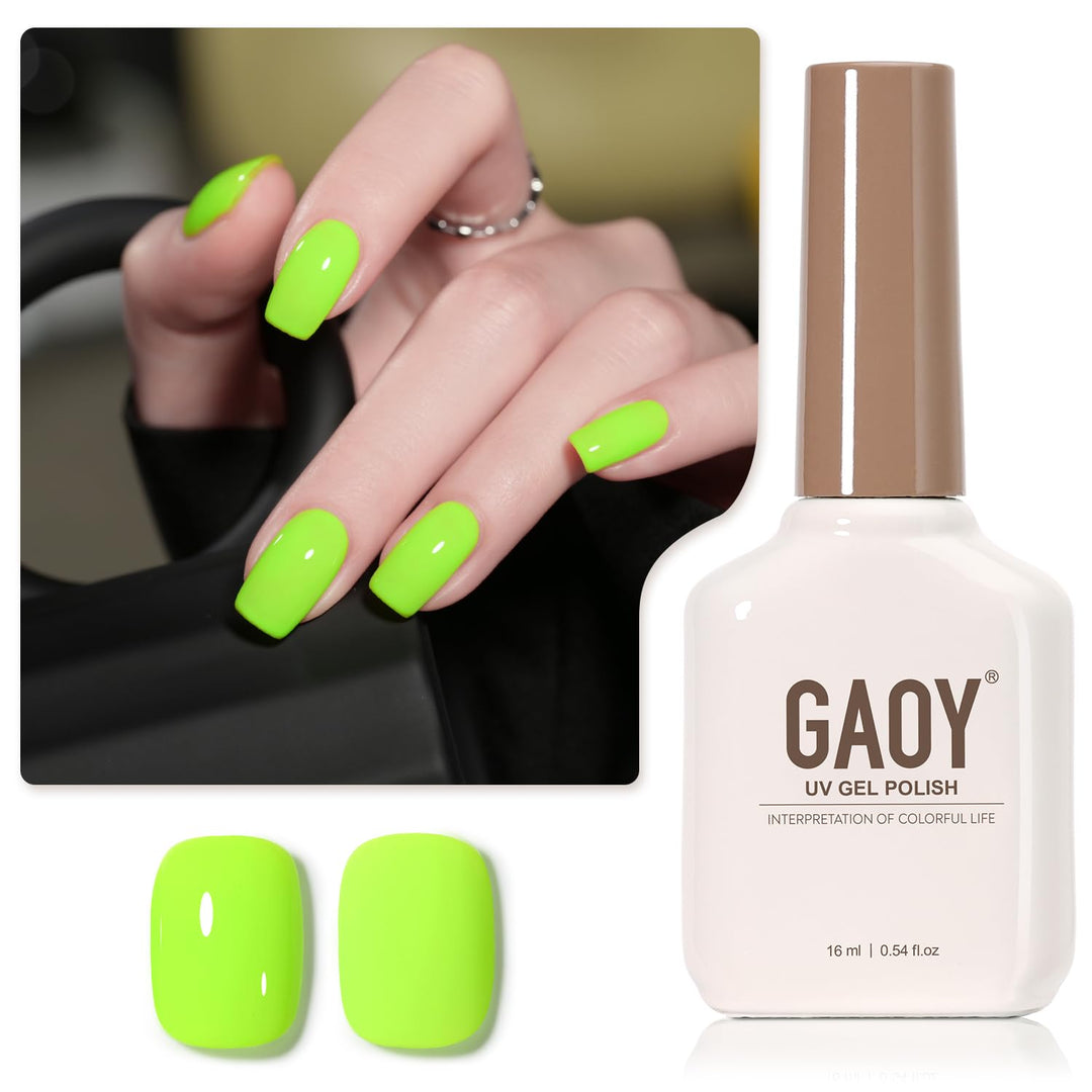 Gaoy Neon Green Gel Nail Polish, 16Ml Soak Off Gel Polish, Uv Light Cure For Nail Art Diy Manicure At Home, 2278 Neon Green