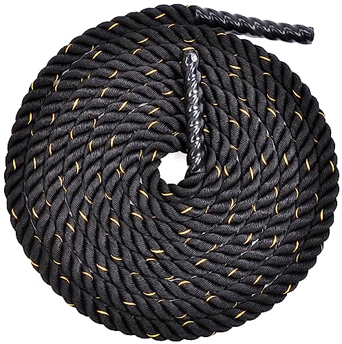 Fitvids Battle Rope 1.5Inch 2 Inch Diameter Poly Dacron 30 FT, 40 FT, 50 FT Length, Heavy Ropes for Home Gym and Workout