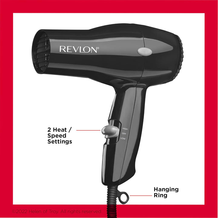 Revlon 1875W Compact Hair Dryer – Lightweight & Travel-Friendly | Black | 2-Pack