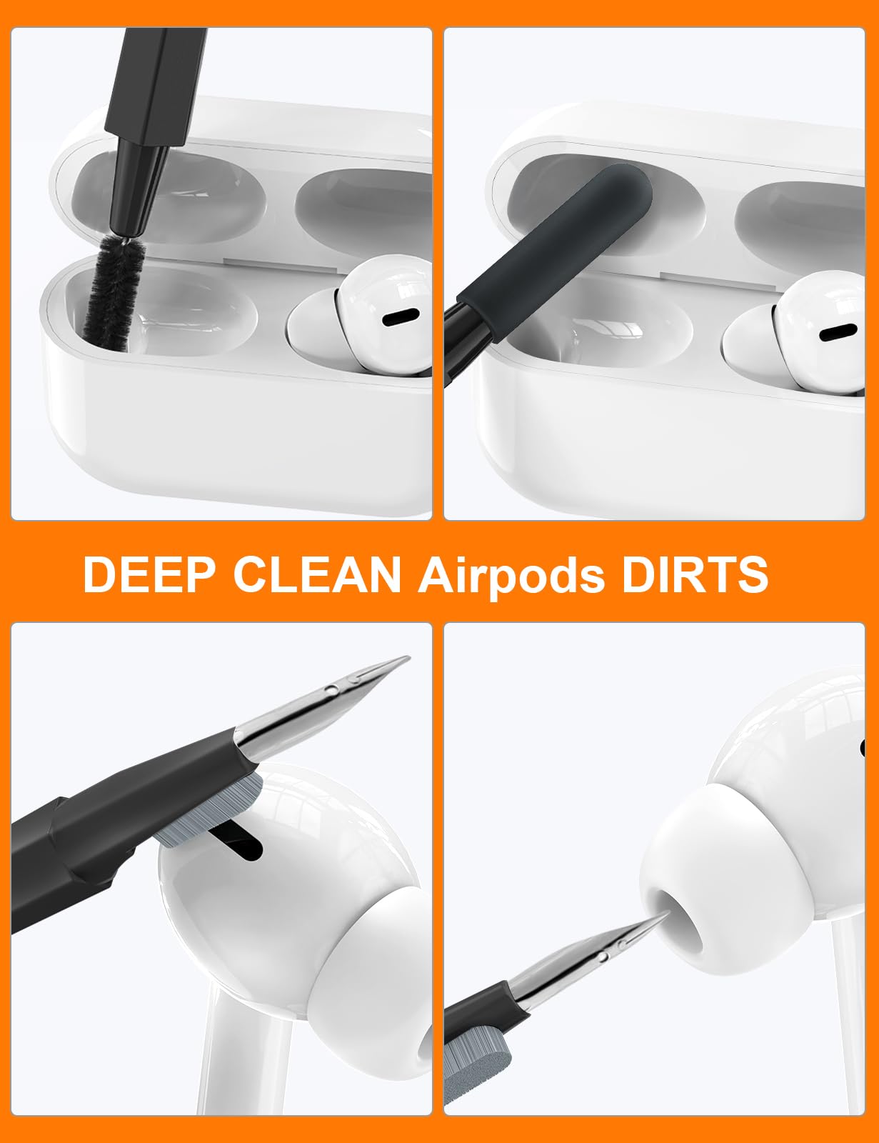 Tounee Keyboard Cleaner Kit, Electronics Cleaning Kit with Retractable Big Brush, Portable, 20 in 1 Multi-Tool Kit for Phones, Tablet, Computer, PC Monitor,TV Camera Lens with 2.5ml Mist Spray (Black)