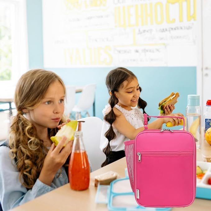 Lunch Box for Kids Boys Girls Men Women,Insulated Small Soft Cooler Lunch Bag Kit for School Work Picnic Travel - Reusable Portable lunchbox,Rose Red