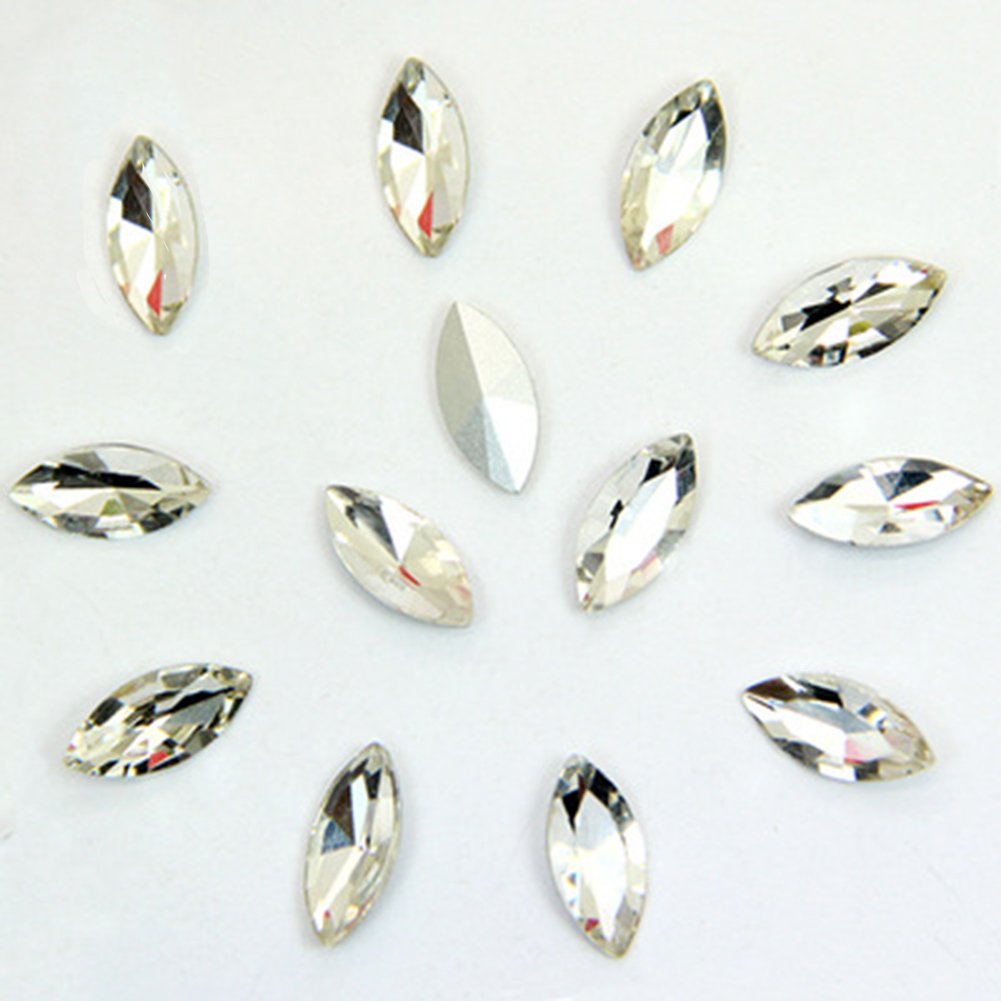 Minejin Nail Rhinestones Mini Horse Eye Shaped 3D Crystal Diamonds Stone Glass Glitter Gems (4x8MM)