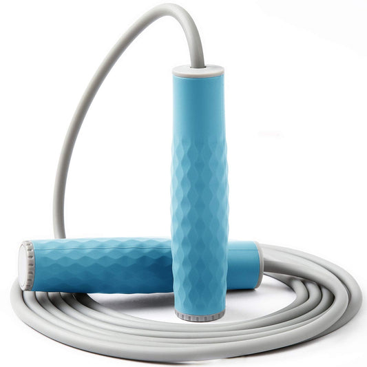 Weighted Jump Rope Workout 1LB Professional Skipping Rope with Adjustable Length&Silicone Comfortable Grips,Heavy Jumpropes Adults Fitness Women Men Kids,Cardio Boxing Endurance Training Exercise-Blue