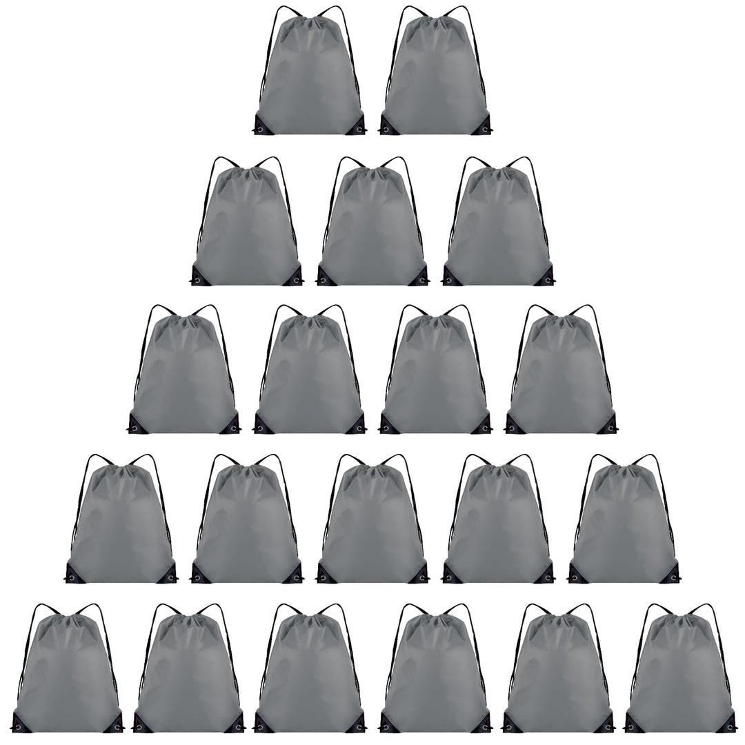 Grneric 20 Pieces Drawstring Backpack Bulk Cinch Sackpack Ployster Drawstring Bags for Gym Party Trip(Grey)