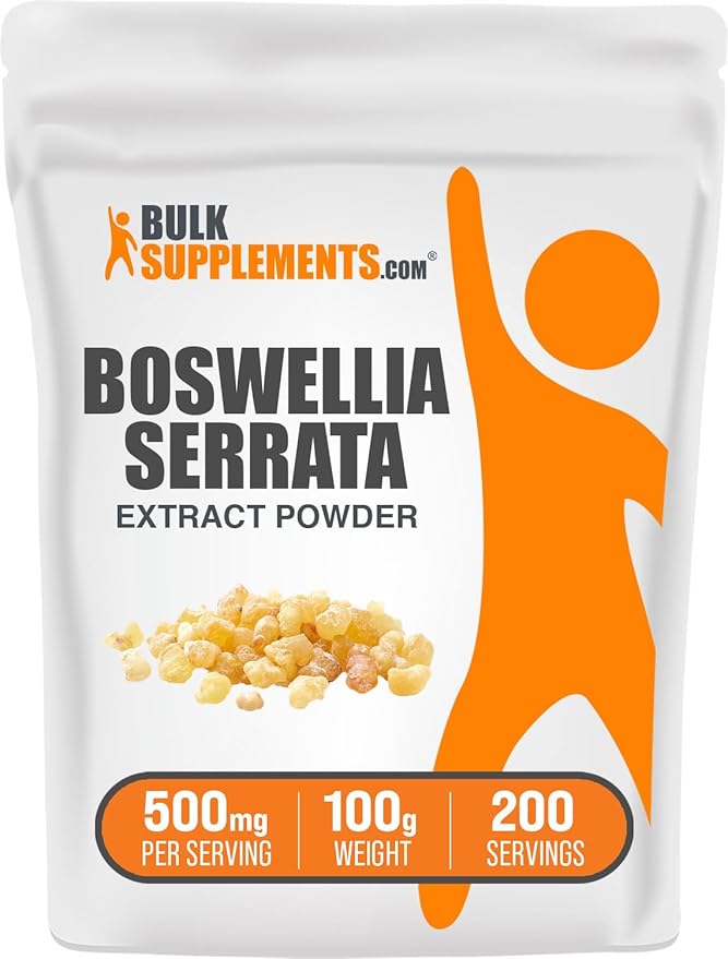BulkSupplements.com Boswellia Serrata Extract Powder - from Frankincense Resin, Boswellia Serrata Powder - Herbal Supplement, Gluten Free, 500mg per Serving, 100g (3.5 oz) (Pack of 1)