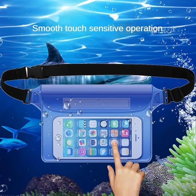 3-Pack Waterproof Bag with Adjustable Waistband and Touch Sensitive Screen, Keeping Your Phone and Valuables Dry, Perfect for Drifting, Swimming, Kayaking, Rowing, Fishing… (Black+White+Bule)