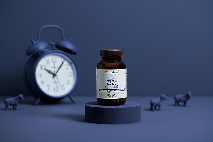 Himalaya Hello ZZZs with GABA, L-Theanine and Melatonin 3mg for Sleep Support and Occasional Sleeplessness, 60 Capsules, 2 Month Supply