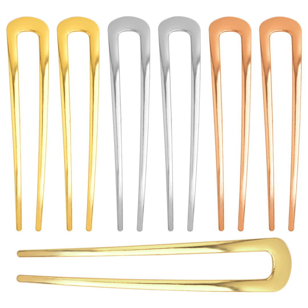 8 Pieces Metal U-Shaped Hairpins Simple Hair Clips French Style Hair Stick Fork Pins Long Hair Elegant Chignon Pins For Women Gi