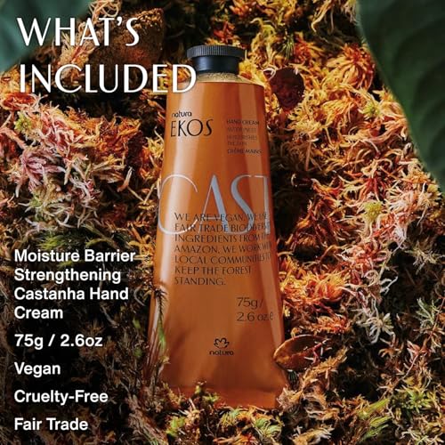 Natura - Ekos Castanha (Brazil Nut) Hand Cream - Anti-Dryness Hand Balm - 24-Hour Deep Hydration Skin Moisturizer - Vegan Skin Care - Brazilian Beauty Secrets - Self Care & Body Care - 2.6oz (75g)