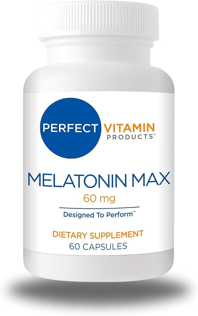 60mg Extra Strength Melatonin MAX - High Dosage Melatonin Ensures Amply Supply Of This Important Hormone - 100% Drug-Free, Vegan, Non-GMO, Gluten-Free (60 Capsules)