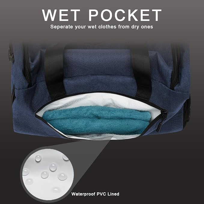 Gym Bag for Men Women, Small Fitness Workout Sports Bag with Wet Pocket & Shoes Compartment, Water Resistant Overnight Weekender Duffel Bag