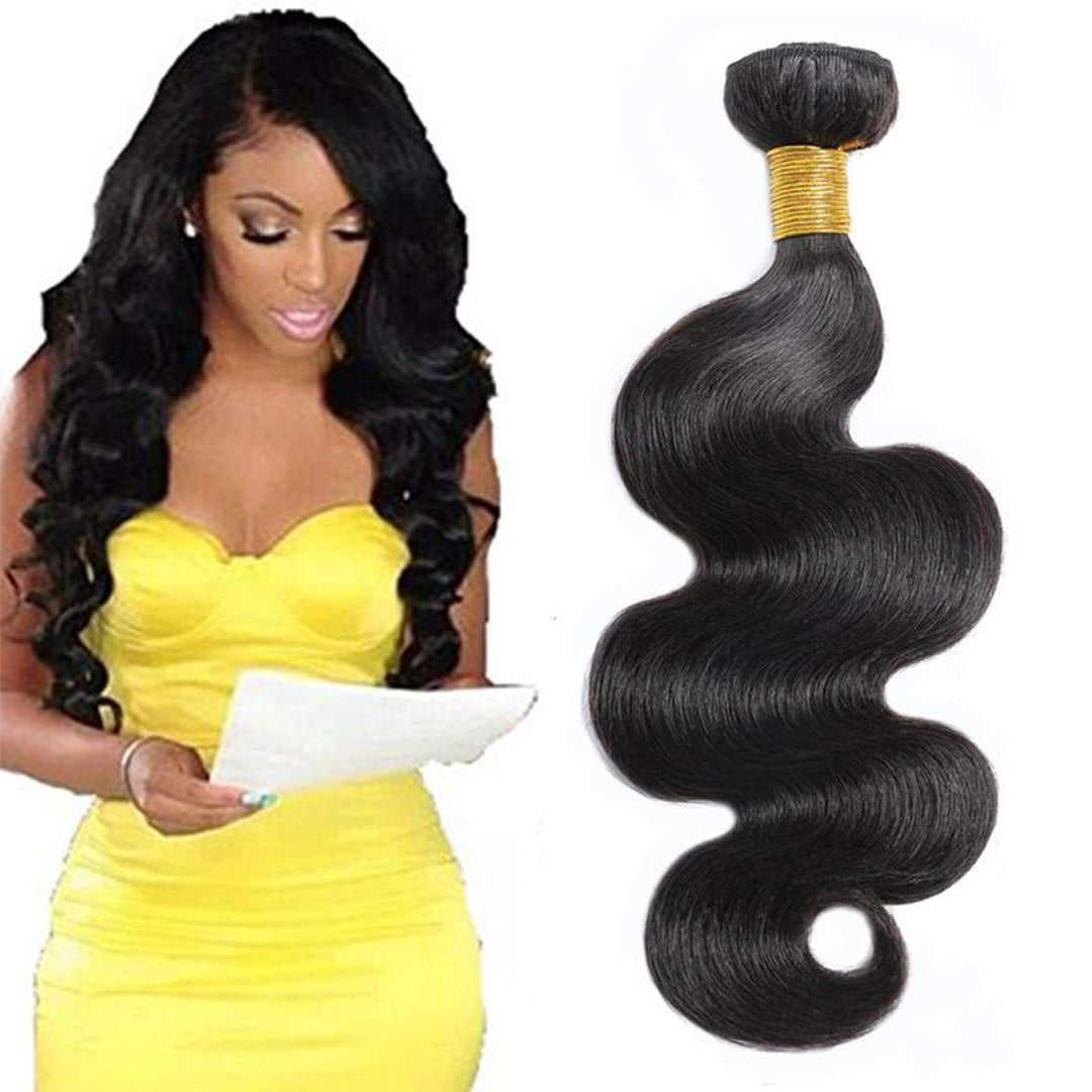Selina Hair 12A 10 Inch Brazilian Body Wave Bundles Human Hair Bundles 1 Bundle 100g Remy Hair Unprocessed Human Hair Weave Natural Black Color Cheap Human Hair Can Be Dye (10 Inch,Black Body Wave)