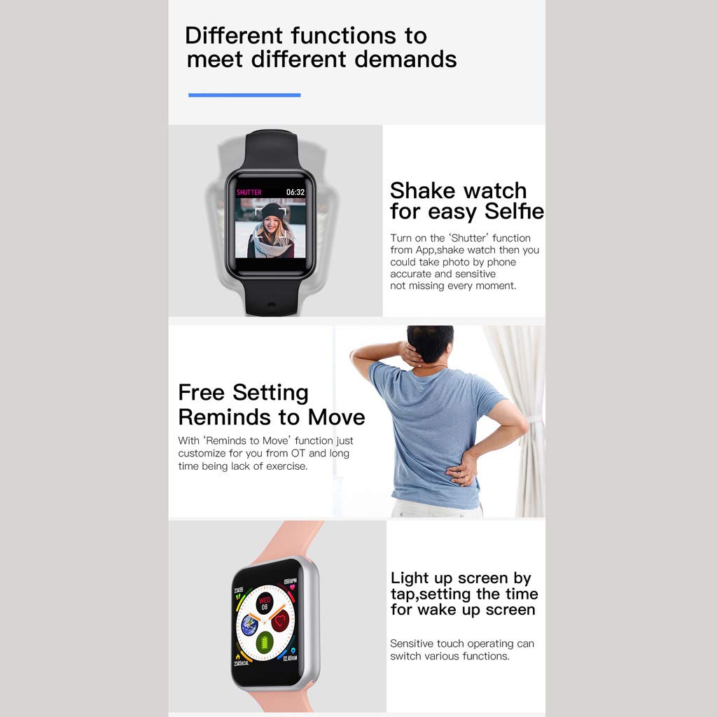 1.3 Inch Screen Smart Fitness Watch Waterproof Activity Tracker Heart Rate Monitor, Call SMS Reminder Calorie Pedometer Bracelet, For Kids Men Women IOS Adroid