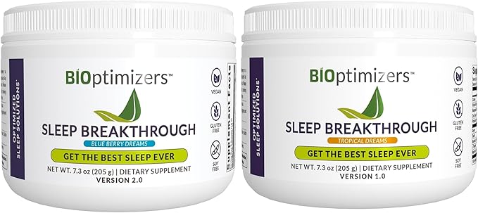 BiOptimizers Sleep Breakthrough - Tropical Dreams & Blueberry Dreams Flavor Bundle - 405g