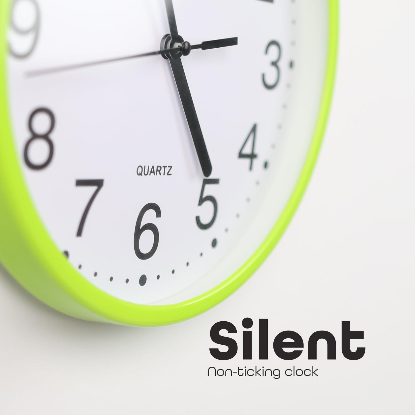 DIVCHI Wall Clock Silent & Non-ticking Modern Battery Operated Digital Quiet Sweep Office Home School Kitchen Decor Clocks (Green)