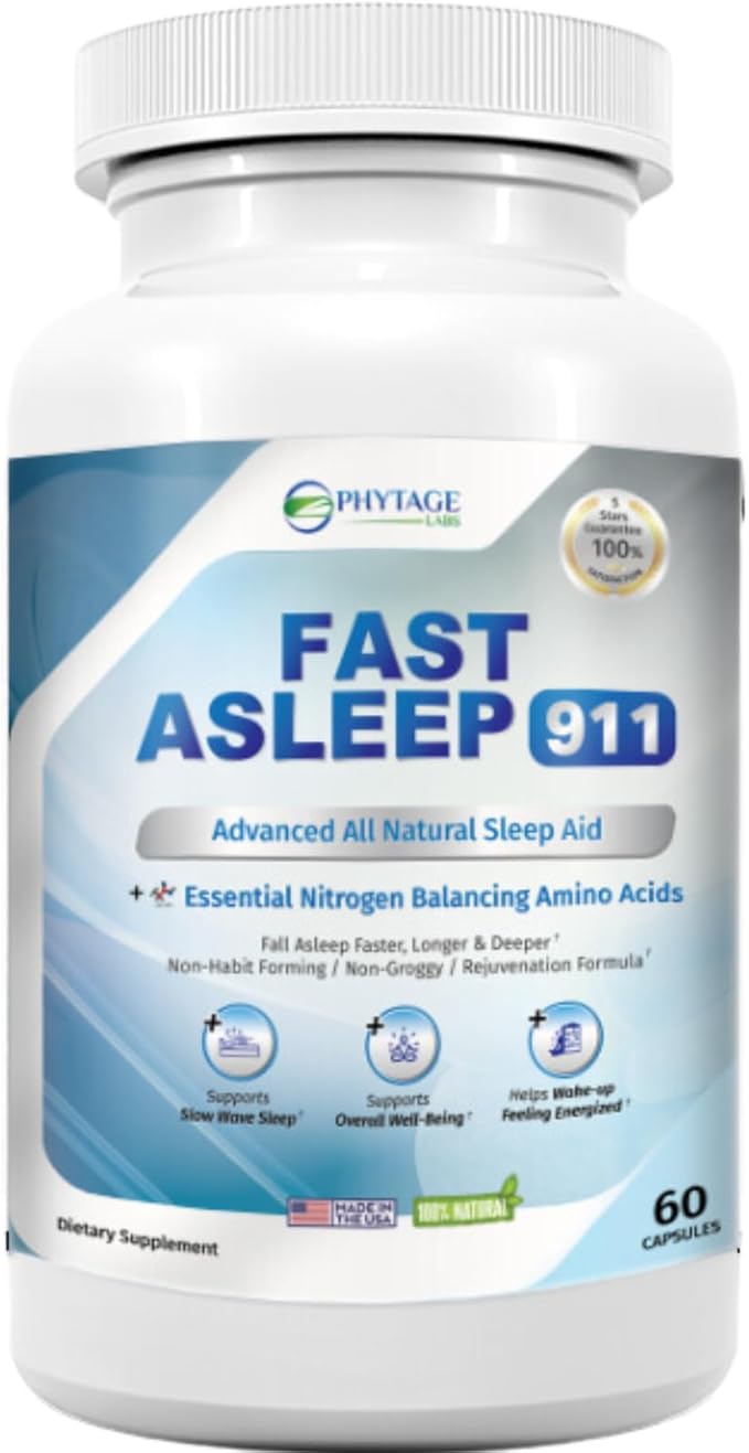 Fast Asleep 911 - Natural Sleep Aid with Melatonin, and Goji Berries for Deep Restful Sleep - 60 Capsules