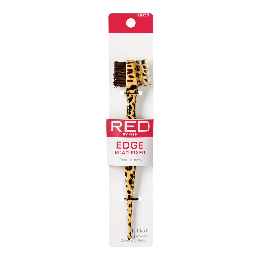 Red By Kiss Professional Edge Brush With Comb And Rattail, 100% Boar Bristles