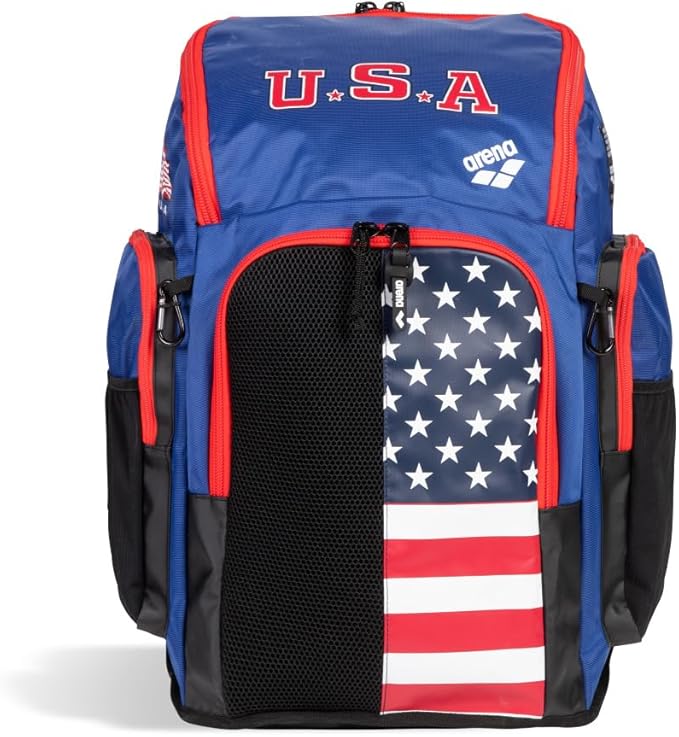 ARENA Spiky III Backpack 45 USA Swimming Athlete Sports Gym Rucksack Large Training Gear Equipment Swim Bag for Men and Women, 45 Liters, US Team