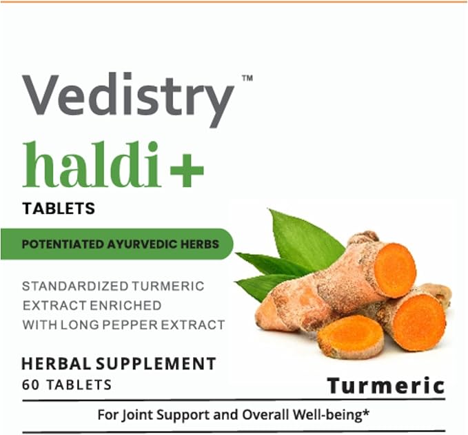 Haldi+ 850mg Turmeric Tablets with 95% Curcumin & Long Pepper | 60 Tablets | Maximum Absorption | Vegan Herbal Supplement | Pack of 1