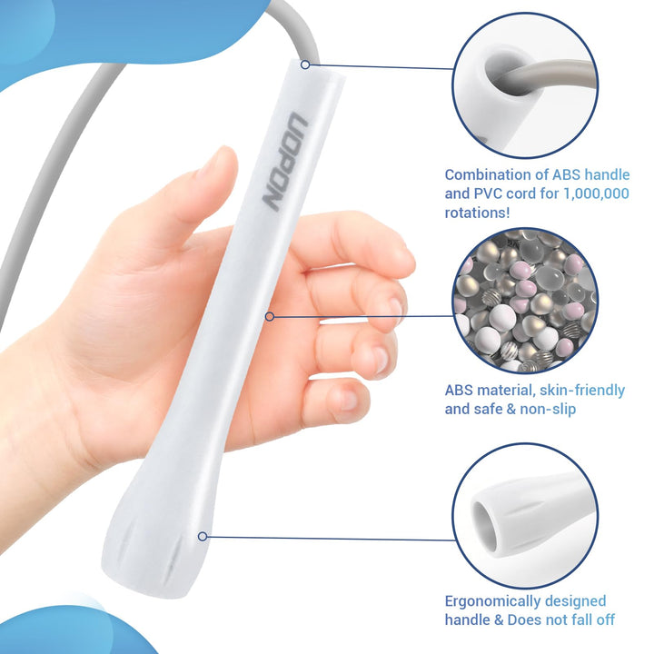 Jump Rope for Fitness, Lightweight PVC Skipping Rope for Men Women Adults Exercise with ABS Handles & Training Poster, Adjustable Tangle-Free Workout Speed Jump Rope for Home(Snow white with Ball)